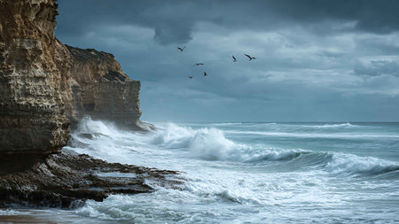 Stormy day at the Great Ocean Road, Victoria, Australia.の写真素材
