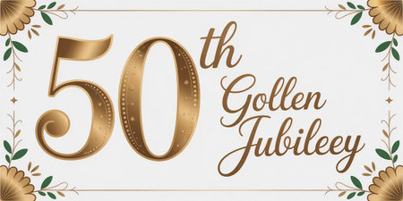 Elegant golden text on white background with floral border and ribbon designの写真素材