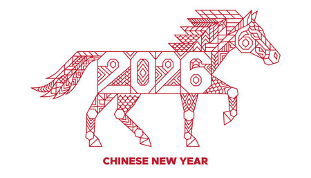 Chinese New Year of the Horse. Year of the Horse. Vector illustrationのイラスト素材