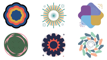 Set of decorative geometric elements for design. Vector illustration in flat style.のイラスト素材