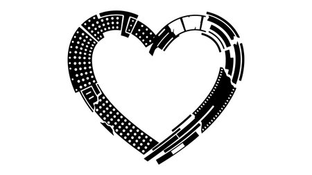 Heart made of computer circuit boards on white background. Vector illustration.のイラスト素材