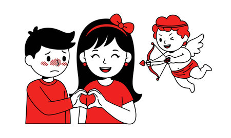 Valentine's day greeting card. Cute cartoon vector illustration.
