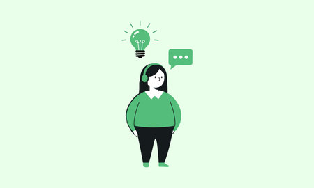 Illustration of a woman with an idea in a speech bubble.