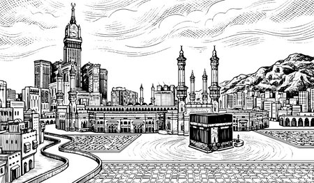 Kazakhstan graphic black white cityscape sketch vector illustration graphic designのイラスト素材