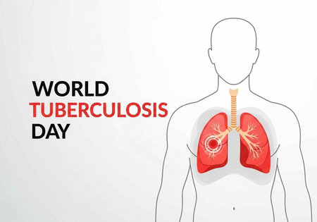An illustration of a human body with lungs highlighted for World Tuberculosis Day awareness campaignの写真素材