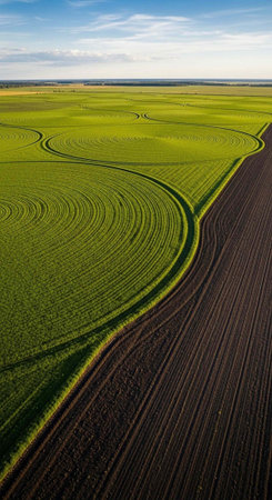 Aerial view of the arable land in spring, Poland.の写真素材