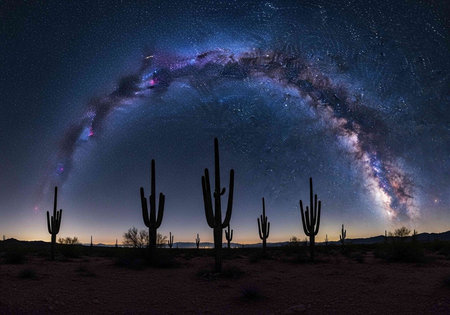 Milky Way over the Saguaro National Park, Arizona, USA
