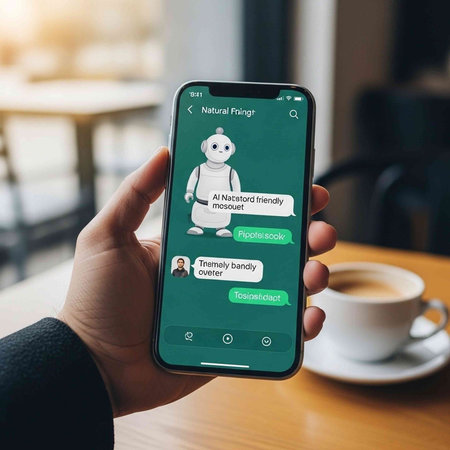 Chatbot chatbot application on smart phone screen. Chatbot chatbot concept.