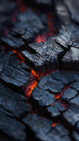 Burning wood in a barbecue close-up. Shallow depth of field