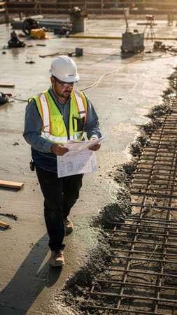 Portrait of a construction worker on construction site checking the construction plan