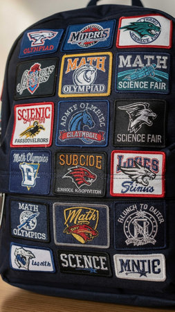Close-up of the logo on a sportsman's bag.