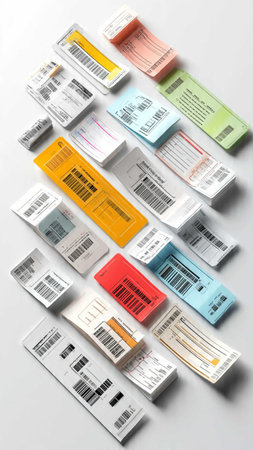 Variety of travel tickets on white background. 3d illustration.