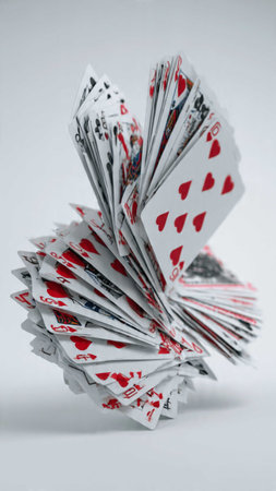 Poker cards isolated on white background, shallow depth of field.