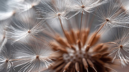 Dandelion seeds close-up. Macro photography of nature.