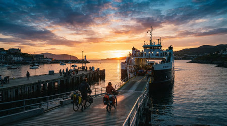 Sunset at the ferry terminal in Stavanger, Norway.