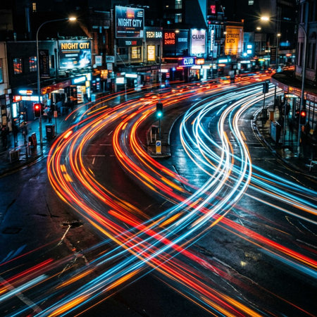Traffic in downtown of New York City, USA. Long exposure.