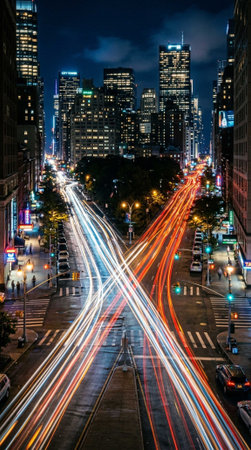 New York City streets at night.