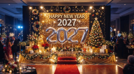 Festive decorations for New Year's Eve 2027.