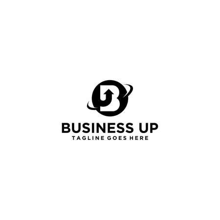 Letter B with up arrow and world logo designのイラスト素材