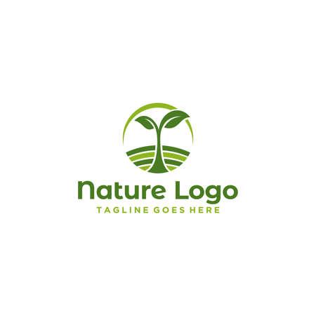 Green Nature Farm Logo Design Templateのイラスト素材