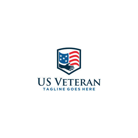 American Flag Emblem logo designのイラスト素材