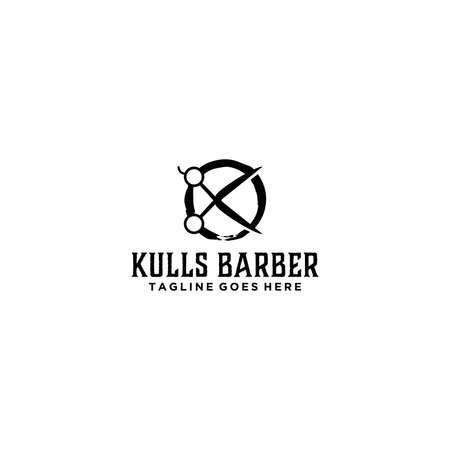 Letter K that forms scissors for barber shop logo designのイラスト素材