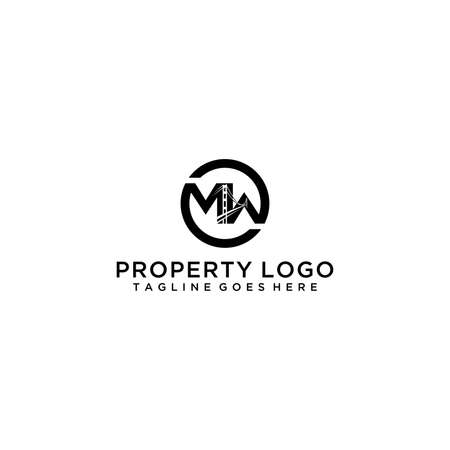 MW lettering with bridge for your logo designのイラスト素材