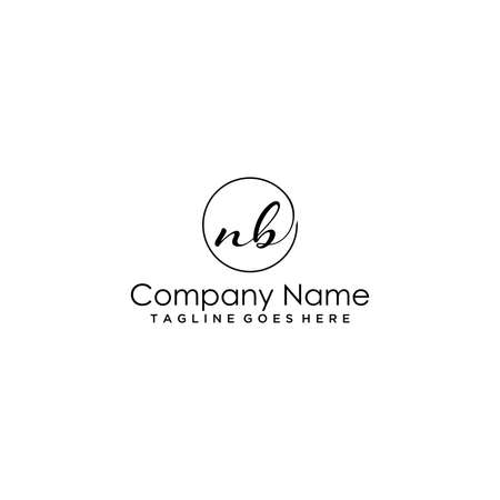 NB Initial Letter handwriting logo hand drawn template vector, logo for beauty, cosmetics, wedding, fashion and businessのイラスト素材
