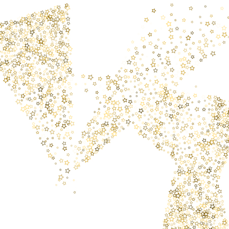 Gold Glitter Stars. Luxury Shiny Confetti. Scattered little sparkle. Flash glow silver, elements. Random magic tiny light. Gold stellar fall white background. New Year, Christmas Vector illustration.のイラスト素材