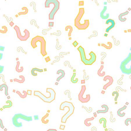 Quiz seamless pattern. Question marks, doubt, faq background. Simple endless repeating motif. Poll, survey, interrogation, query background.のイラスト素材