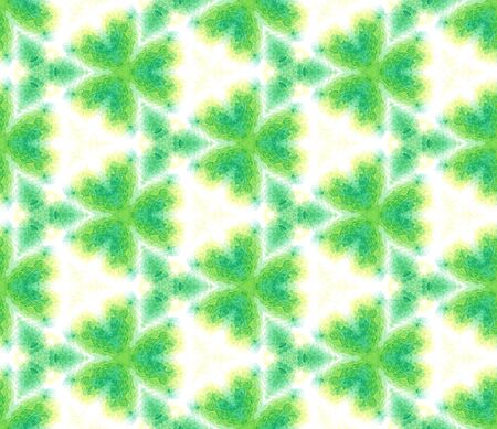 Geo Geometric, Endless Repeat Painting.  Batik, Hand Drawn, Paint Texture Ornament. Green, Lime,...