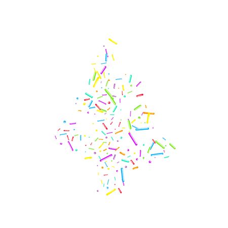 Sprinkles grainy. Cupcake donuts, dessert, sugar, bakery background. Sweet confetti on white chocolate glaze background. Vector Illustration sprinkles holiday designs, party, birthday, invitation.のイラスト素材