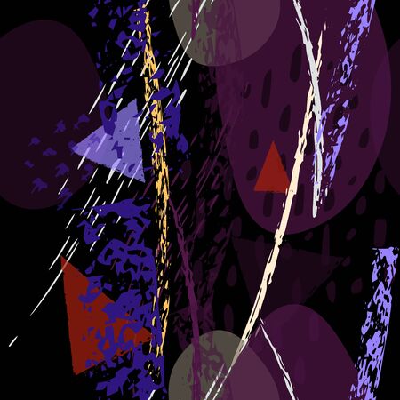 Collage Contemporary Vector Textures. Seamless Pattern. Artistic Crayon Modern Strokes Surface. Chalk Grunge Dirty Dry Distress Hand Drawn Pastel. Summer Bright Dry. Chaotic Triangle Shape Collage.のイラスト素材