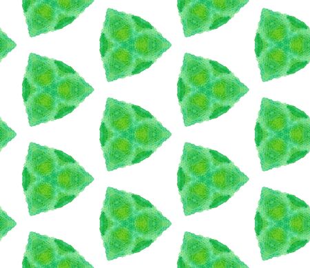 Chevron Geometric Hand Drawn Painted.  Ottoman, Islam, Orient, Spanish  Seamless Pattern.  Watercolor Surface. Summer Ethnic Cloth. Green, Mint,  Element. Stripes Art.の写真素材