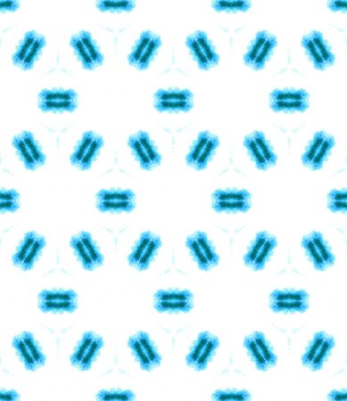 Traditional Graphic Hand Drawn Painted.  Hand Drawn, Paint Texture, Shibori Seamless Pattern. Blue,...