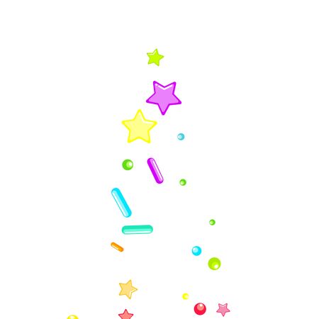 Sprinkles grainy. Cupcake donuts, dessert, sugar, bakery background. Sweet confetti on white chocolate glaze background. Vector Illustration sprinkles holiday designs, party, birthday, invitation.のイラスト素材