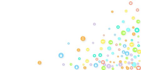 Pharmacy Background. Clinic Backdrop. Random Fall Health Care Icon. Medical Concept. Pharmaceutic Symbols. Colorful Circle Elements on White. Medicine Template. Layout Technology Vector Illustration.のイラスト素材