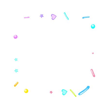 Sprinkles grainy. Cupcake donuts, dessert, sugar, bakery background. Sweet confetti on white chocolate glaze background. Vector Illustration sprinkles holiday designs, party, birthday, invitation.のイラスト素材