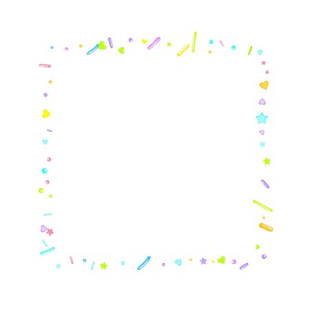 Sprinkles grainy. Cupcake donuts, dessert, sugar, bakery background. Sweet confetti on white chocolate glaze background. Vector Illustration sprinkles holiday designs, party, birthday, invitation.のイラスト素材