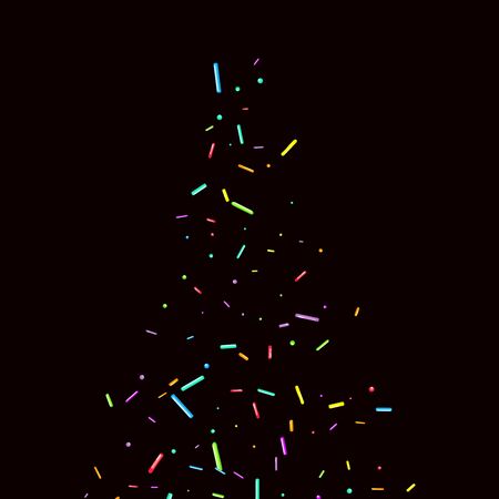 Sprinkles grainy. Sweet confetti on chocolate glaze background. Cupcake, donuts, dessert, sugar, bakery background. Vector Illustration sprinkles grainy holiday, party, birthday, invitation.のイラスト素材