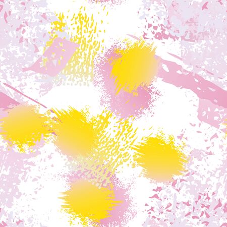 Worn Texture Splatter Surface. Paint Endless Repeating Elements. Artistic Modern Splash Trends Motif. Black and White Watercolor Overlay Surface. Abstract Brush Vector illustration.のイラスト素材