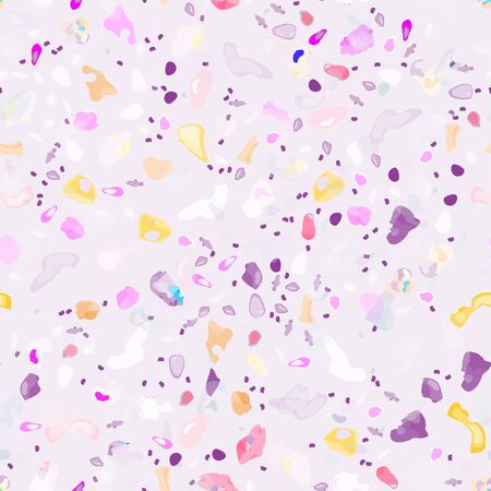Terrazzo Texture Vector. Flooring Seamless Pattern. Floor Granite Textured. Stone, Rock, Marble Textile Background. Natural Pavement, Mosaic Template. Quartz, Pebble Tile. Design Interior Decor.のイラスト素材