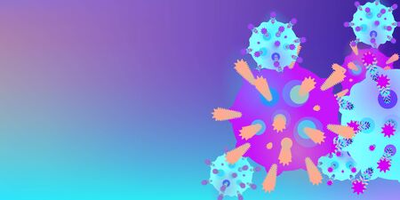 Coronavirus Vector Background. Epidemic Virus Infection COVID-2019. Virus Corona 3d Concept. Futuristic Microbe. Bacteriological Microorganism. Medical, Epidemiology, Pandemic Concept.のイラスト素材