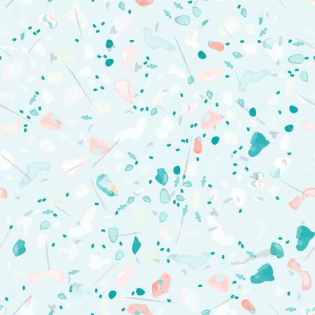 Terrazzo Texture Vector. Flooring Seamless Pattern. Floor Granite Textured. Stone, Rock, Marble Textile Background. Natural Pavement, Mosaic Template. Quartz, Pebble Tile. Design Interior Decor.のイラスト素材