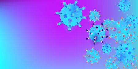 Coronavirus Vector Background. Epidemic Virus Infection COVID-2019. Virus Corona 3d Concept. Futuristic Microbe. Bacteriological Microorganism. Medical, Epidemiology, Pandemic Concept.のイラスト素材