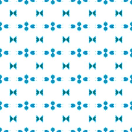 Geo Texture. Hand Drawn Painted. Mandala, Medallion, Floral, Flower Seamless Pattern. Geo Art. Tribal Folk Rug. Blue, Indigo Art. Geometry Mosaic.の写真素材