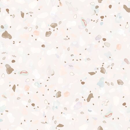 Terrazzo Texture Vector. Flooring Seamless Pattern. Floor Granite Textured. Stone, Rock, Marble Textile Background. Natural Pavement, Mosaic Template. Quartz, Pebble Tile. Design Interior Decor.のイラスト素材