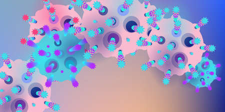 Coronavirus Vector Background. Epidemic Virus Infection COVID-2019. Virus Corona 3d Concept. Futuristic Microbe. Bacteriological Microorganism. Medical, Epidemiology, Pandemic Concept.のイラスト素材