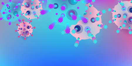 Coronavirus Vector Background. Epidemic Virus Infection COVID-2019. Virus Corona 3d Concept. Futuristic Microbe. Bacteriological Microorganism. Medical, Epidemiology, Pandemic Concept.のイラスト素材