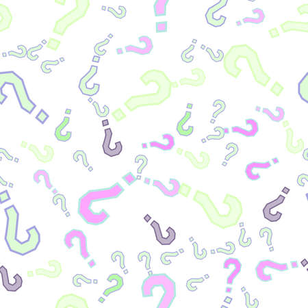 Quiz seamless pattern. Question marks, doubt, faq background. Simple endless repeating motif. Poll,...